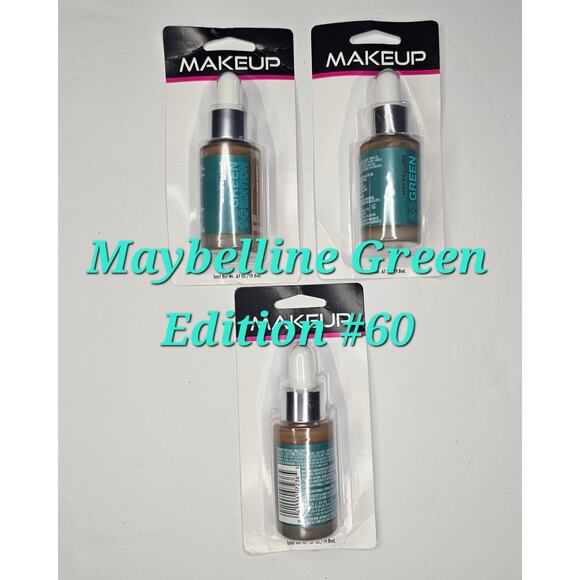 MAYBELLINE Green Edition #60 Super Drop Tinted Oil Makeup Foundation Bundle of 3 - Picture 1 of 5